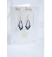 Adzo Jewellery card with black Swarovski crystal drop earrings on gold plated finish